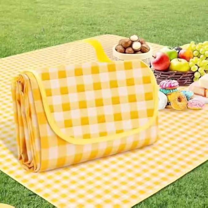 Outdoor Blanket80“ x 80” Picnic Blanket Extra Large, Waterproof and Foldable Beach Blanket for 6 to 8 Adults Outdoor Blanket for Camping, Parks, Beaches, Grass, Indoor