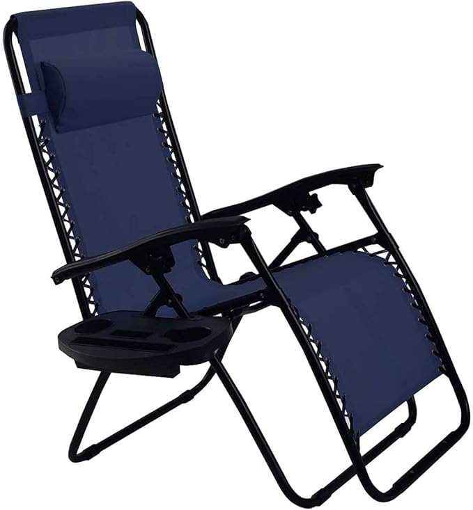 Rainfally Set of 2 Zero Gravity Chair, Outdoor Folding Lounge Chair w/Cup Holder & Headrest, Adjustable Reclining Patio Chair for Poolside, Backyard, Beach,Camping