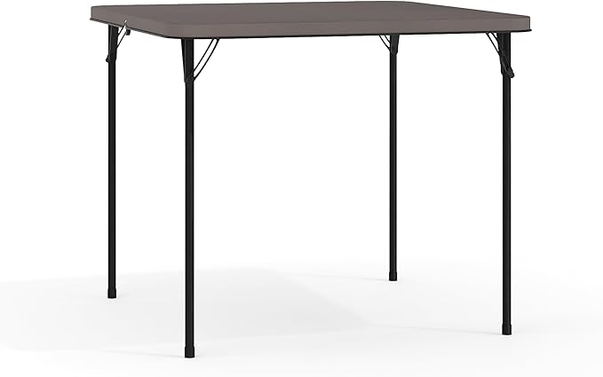 Flash Furniture Dunham 2.83' Square Plastic Folding Event Table with Carrying Handle, Bi-Fold Banquet Table for Indoor/Outdoor Events, Dark Gray