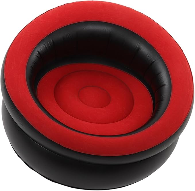 Inflatable Lounge Chair Portable Air Sofa Flocking Couch with Fast Valve for Living Room Bedroom Camping Travel (Red)