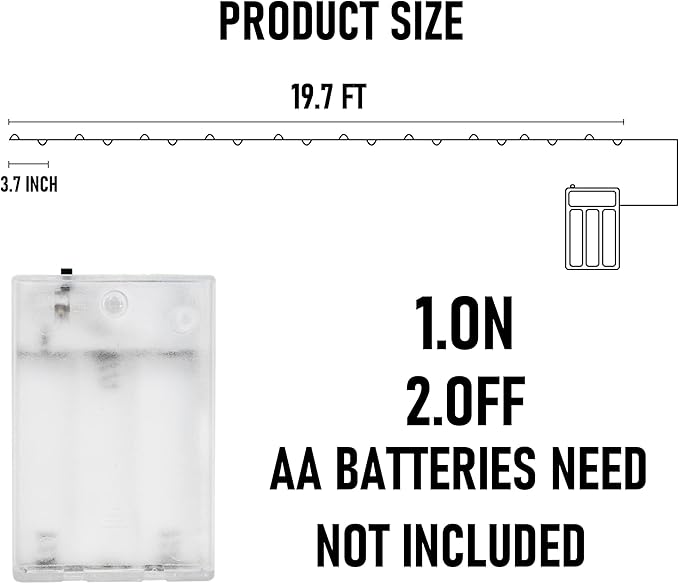 Dazzle Bright Fairy Lights Battery Operated, 20 FT 60 LED Silver Wire Waterproof Battery Operated String Lights, Christmas Decorations for Indoor Outdoor Bedroom Yard Decor, Multi-Colored