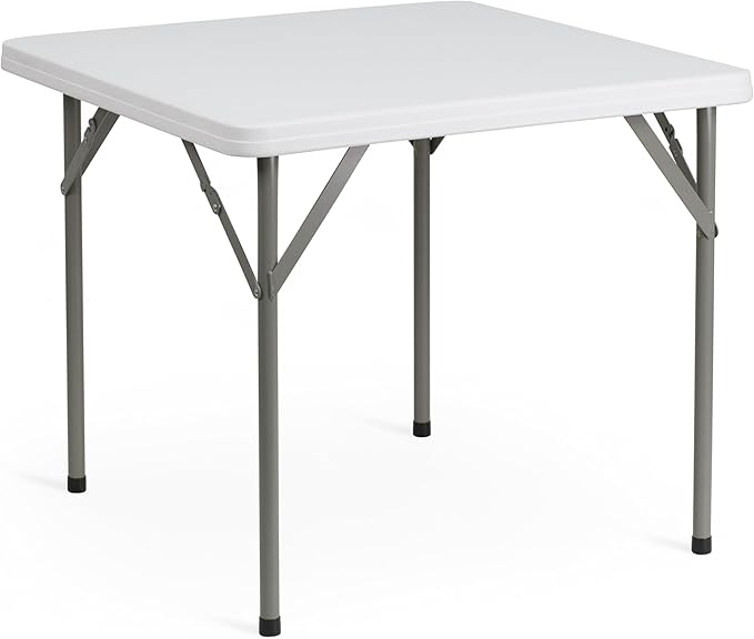 Flash Furniture Square Plastic Folding Event Tables, Set of 12, Granite White