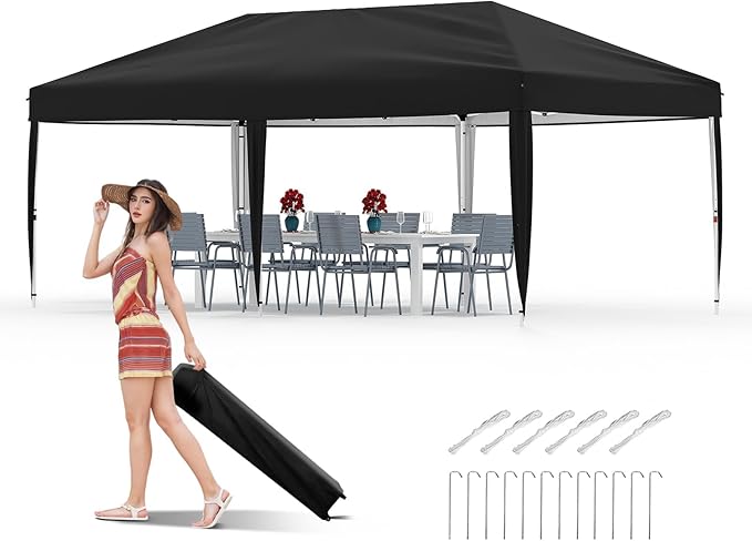 Garvee 20x10 Pop Up Canopy Tent, Heavy Duty Commercial Instant Shelter with One-Person Setup, UPF 50+ Waterproof, 100 Sq Ft Shade for Outdoor Events, Camping, Farmers Market