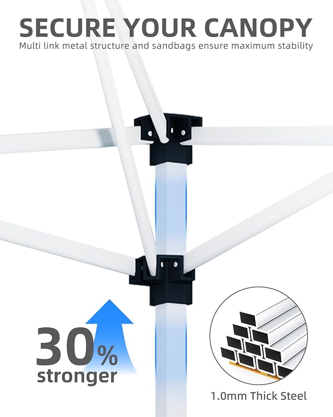 Garvee 10x10 Pop Up Canopy Tent with 1 Removable Sidewall, Heavy Duty Commercial Instant Shelter with One-Person Setup, UPF 50+ Waterproof, 100 Sq Ft Shade for Outdoor Events, Camping, Farmers Market