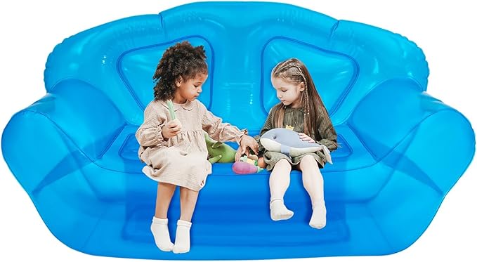 Inflatable Sofa, Portable Inflatable Couch, Inflatable Double Person Sofa for A Home, Yard, Lawn, Camping, Patio, Office, Garden 70.9 * 35.43 * 37.4in (Blue)