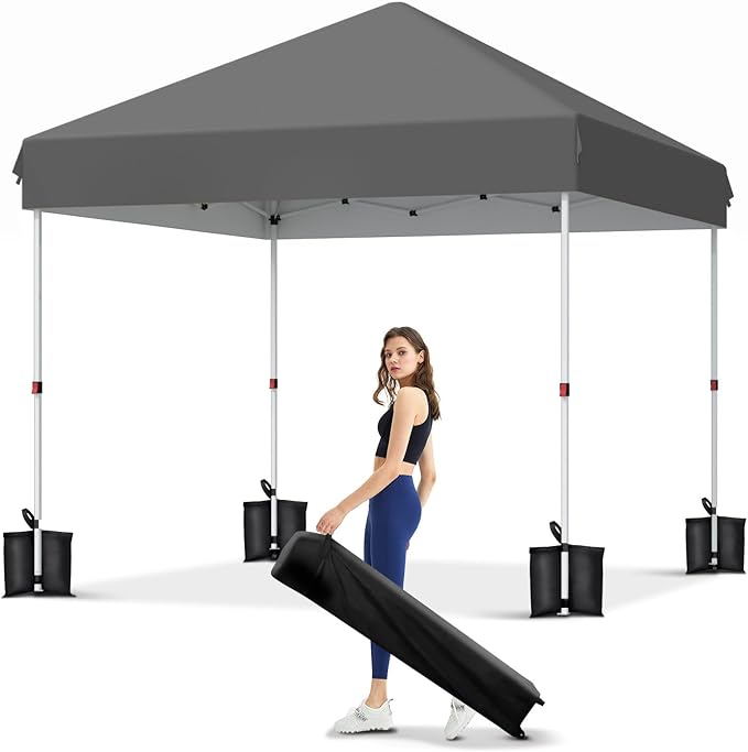 Garvee 10x10 Pop Up Canopy Tent, Heavy Duty Commercial Instant Shelter with One-Person Setup, UPF 50+ Waterproof, 100 Sq Ft Shade for Outdoor Events, Camping, Farmers Market