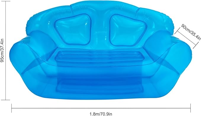 Inflatable Sofa, Portable Inflatable Couch, Inflatable Double Person Sofa for A Home, Yard, Lawn, Camping, Patio, Office, Garden 70.9 * 35.43 * 37.4in (Blue)