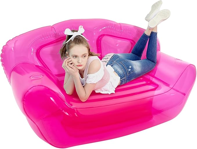 Inflatable Sofa, Portable Inflatable Couch, Inflatable Double Person Sofa for A Home, Yard, Lawn, Camping, Patio, Office, Garden 70.9 * 35.43 * 37.4in (Red)