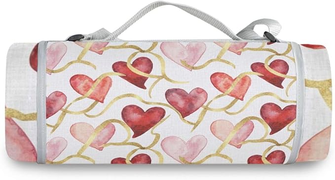 Valentine's Day Gifts Round Picnic Blankets, 58" D Waterproof and Foldable Picnic Mat for Outdoor Party Travel Portable Beach Blanket for Grass Beach Camping