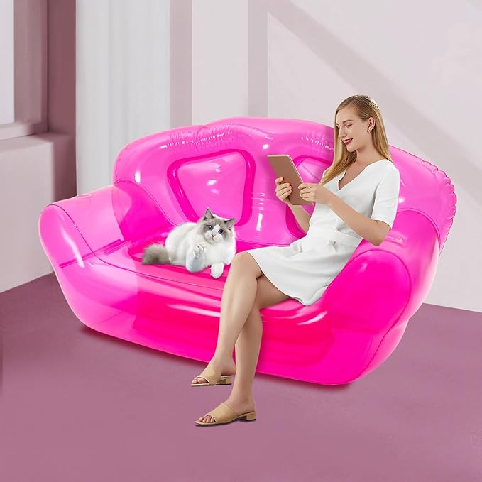 Inflatable Sofa, Portable Inflatable Couch, Inflatable Double Person Sofa for A Home, Yard, Lawn, Camping, Patio, Office, Garden 70.9 * 35.43 * 37.4in (Red)