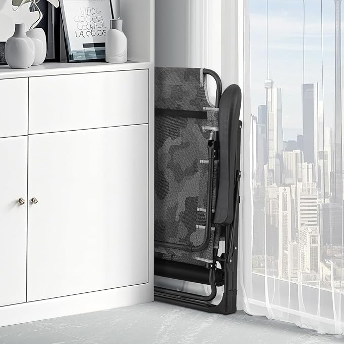 Athena Collection Zero Gravity Outdoor Lounge Chair Recliner Set of 2, 27" Width Reclining Pool Lounge Lawn Chairs with Headrest, Outdoor Chaise for Beach Patio Backyard Outside, Camouflage