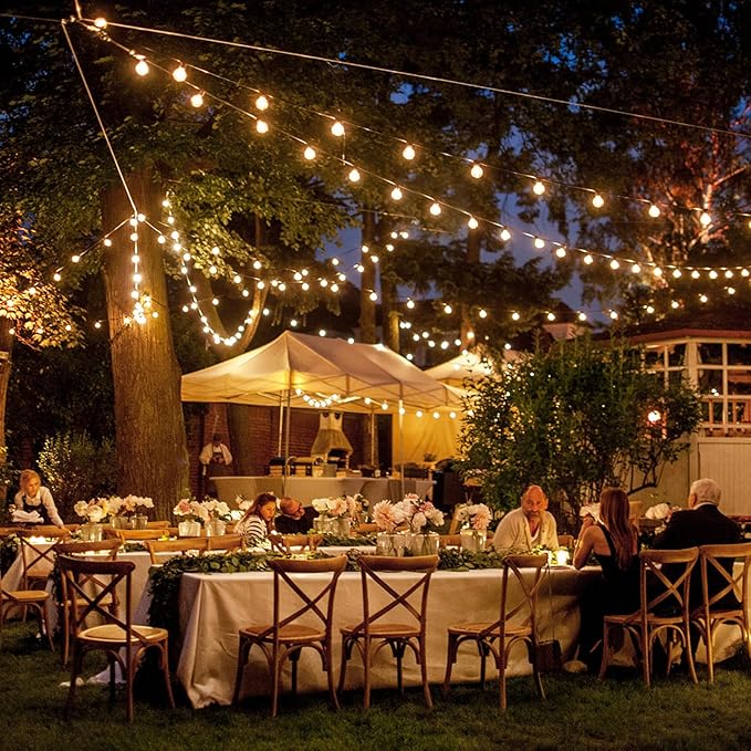 Zuske Outdoor String Lights, 50FT Patio Lights Outdoor Waterproof with 27 Shatterproof G40 Globe Bulb(2 Spare), Connectable Dimmable LED String Lights for Outside Backyard Porch Balcony Party, 2700K