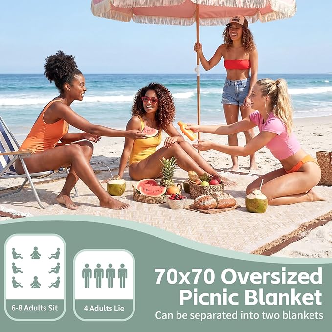 Rug Waterproof Outdoor Extra Large Sand Free Picnic Blanket Rv Gear Copper