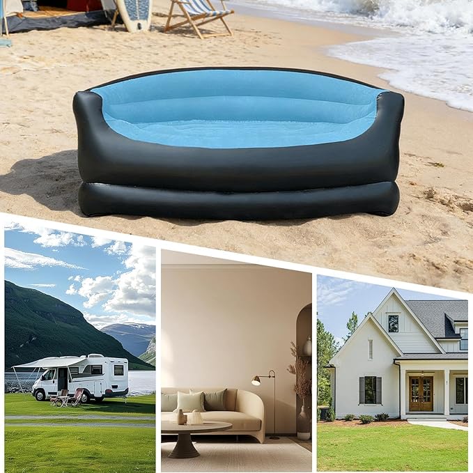 Inflatable Couch for Camping,Folding Comfort Lounge Chair - Outdoor Air Sofa Inflatable Furniture,for Home Living Room Bedroom Indoor Outdoor Beach Garden Yard Patio
