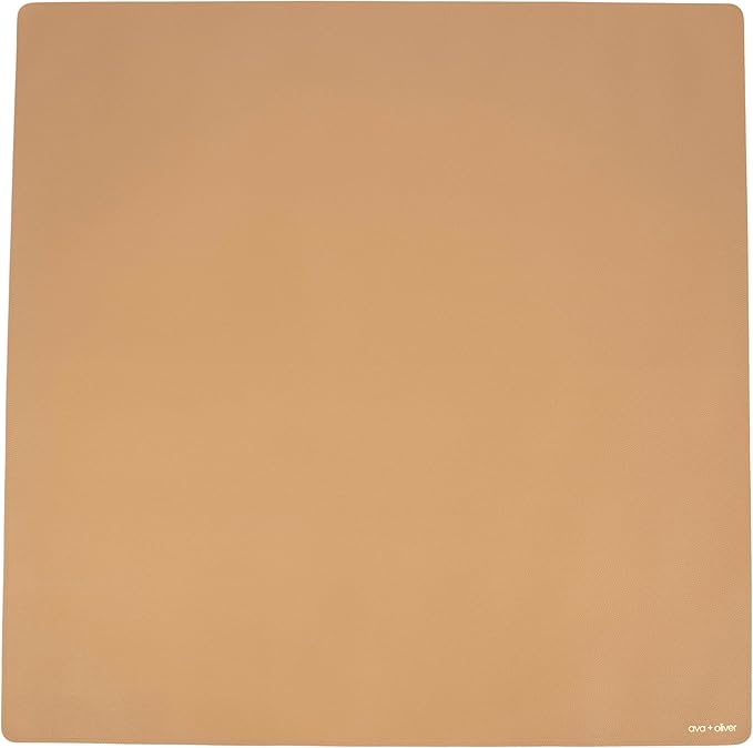 AVA + OLIVER Vegan Leather Multipurpose Play Mat - Indoor Outdoor Picnic Beach or Splat Mat - Waterproof and Sand Proof Foldable Blanket (Square (47" x 47"), Tan)