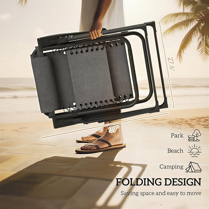 Outsunny Zero Gravity Chair, Folding Reclining Lounge Chair with Padded Cushion and Side Tray for Indoor or Outdoor Use, Supports 264 lbs, Red