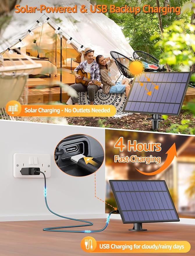 Larkvue 75FT(3x25FT) Solar String Lights Outdoor with Remote, Waterproof Dimmable 3 Modes Patio Lights with 30+3 LED G40 Bulbs for Balcony Yard-Black